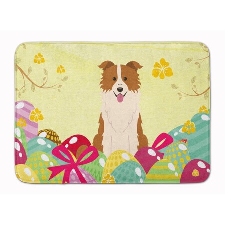 Carolines Treasures Easter Eggs Border Collie Red White Machine Washable Memory Foam Mat BB6119RUG